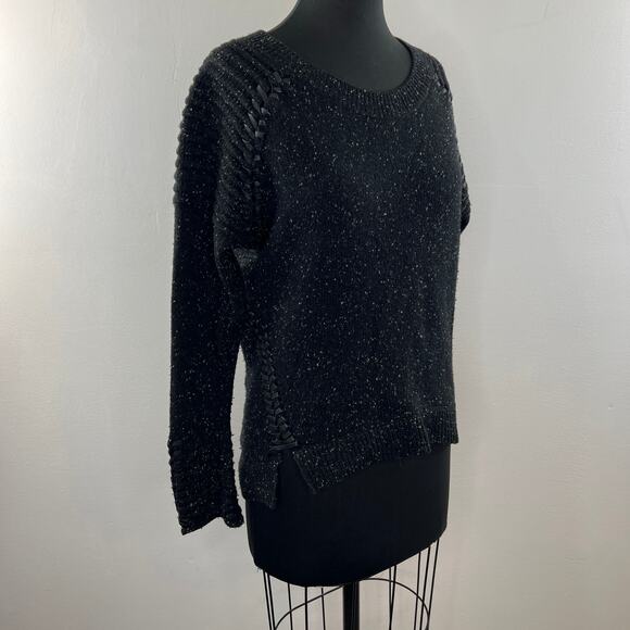 GENERATION LOVE Black Wool Blend Eleanor Whip Stitch Long Sleeve Sweater Size S - Picture 4 of 9
